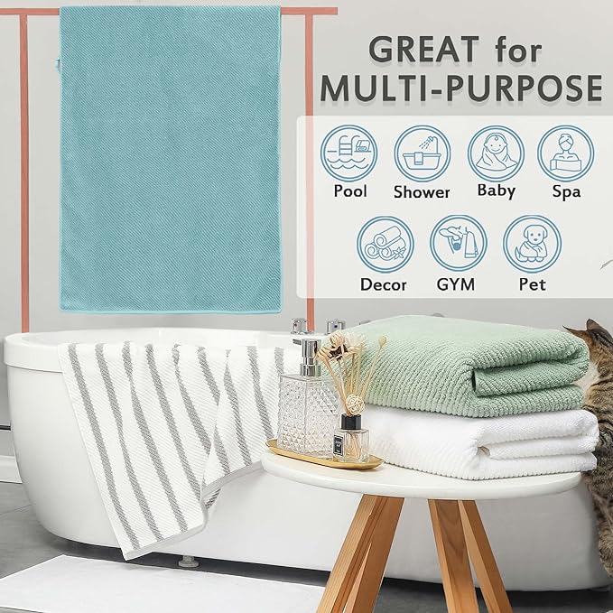 Luxury Bath Towels, Bath Towels Set of 4, Large 30" x 56" - Image 5