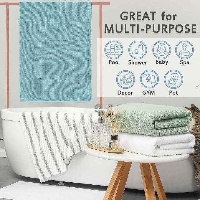 Yellow Bath Towels, Luxury Bath Towels Set of 4, Large 30"x56" - Image 5