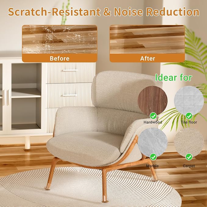 Meldel 24 PCS Silicone Chair Leg Floor Protectors Large Rubber Felt Furniture - Image 3
