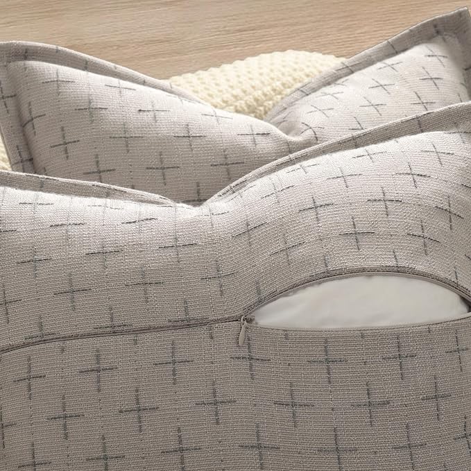 Pillow Covers 26x26 Set of 2 Soft Polyester Textured Pillow Covers - Image 3