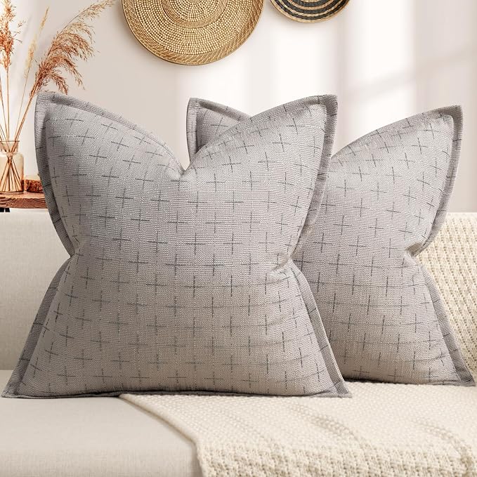 Pillow Covers 24x24 Set of 2 Soft Polyester Textured Pillow Covers by ZWJD