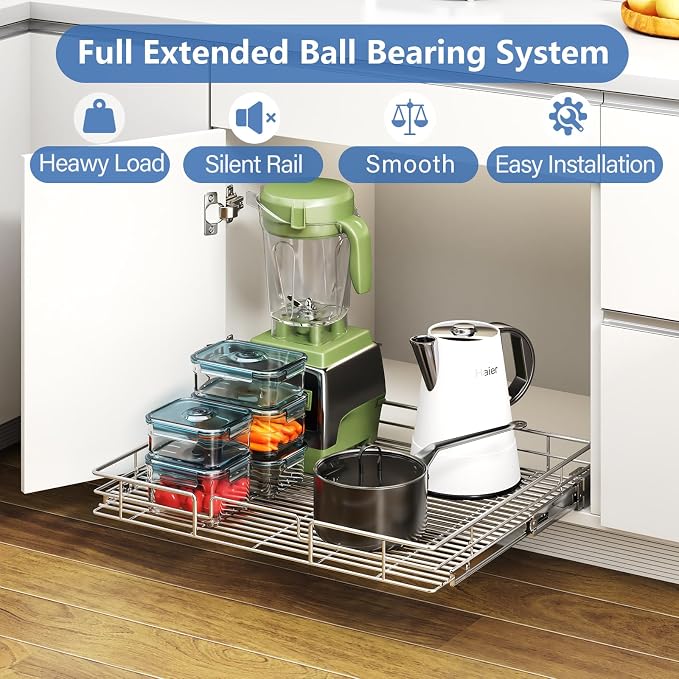 ROOMTEC Pull Out Cabinet Organizer, Cabinet Pull Out Shelves 28½" W x 21½" D - Image 2