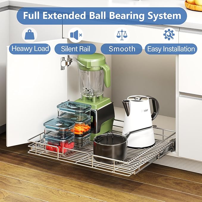 ROOMTEC Pull Out Cabinet Organizer, Heavy Duty Slide Out Kitchen Cabinet - Image 2