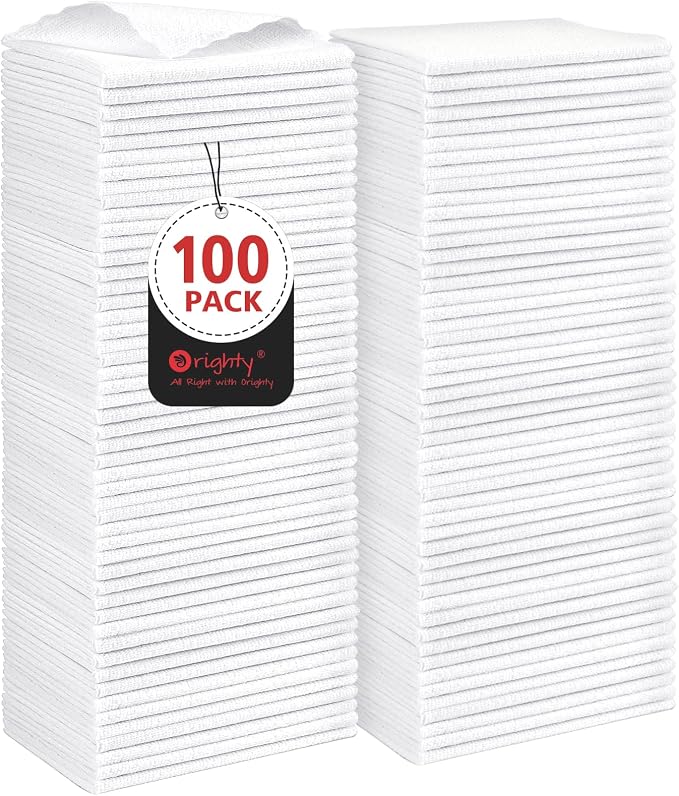 Orighty Cleaning Cloths, Shop Towels 100 Pack, Shop Rags Reusable, Microfiber by AllRightinOrighty