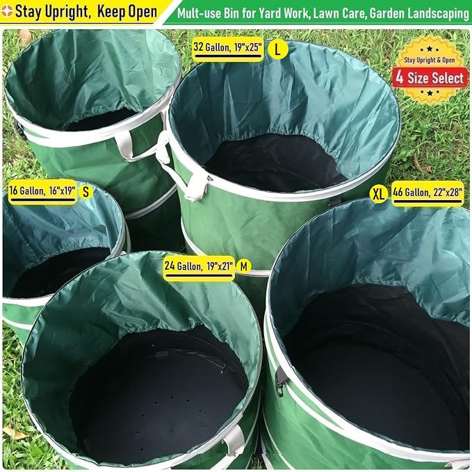 24-Gallon Collapsible Trash Can Hard-Shell Bottom Yard Garden Bag - Image 7