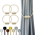 Hion Magnetic Curtain Tiebacks Beige 4 Pack, Curtain Tiebacks Buckles Holdbacks by Hion