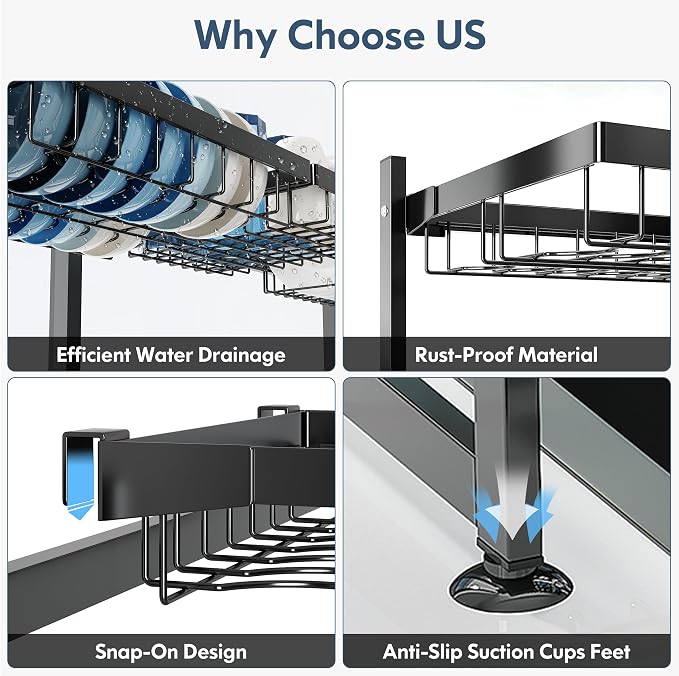 2 Tier Extra Large Stainless Steel Expandable Over The Sink Dish Drainer Drying - Image 3