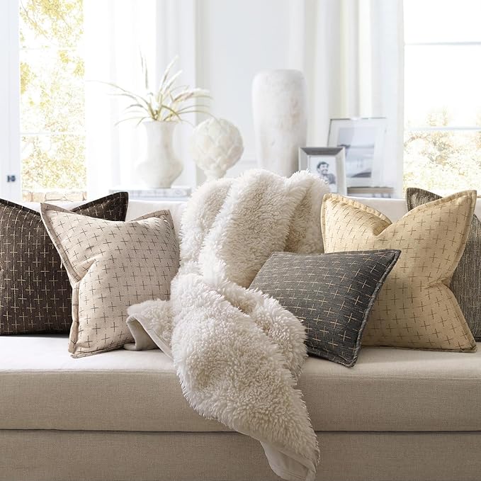 ZWJD Pillow Covers 16x16 Set of 2 Soft Polyester Textured Pillow Covers - Image 6