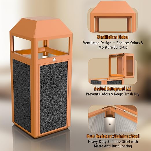 Commercial Metal Outdoor Trash Can - Image 4