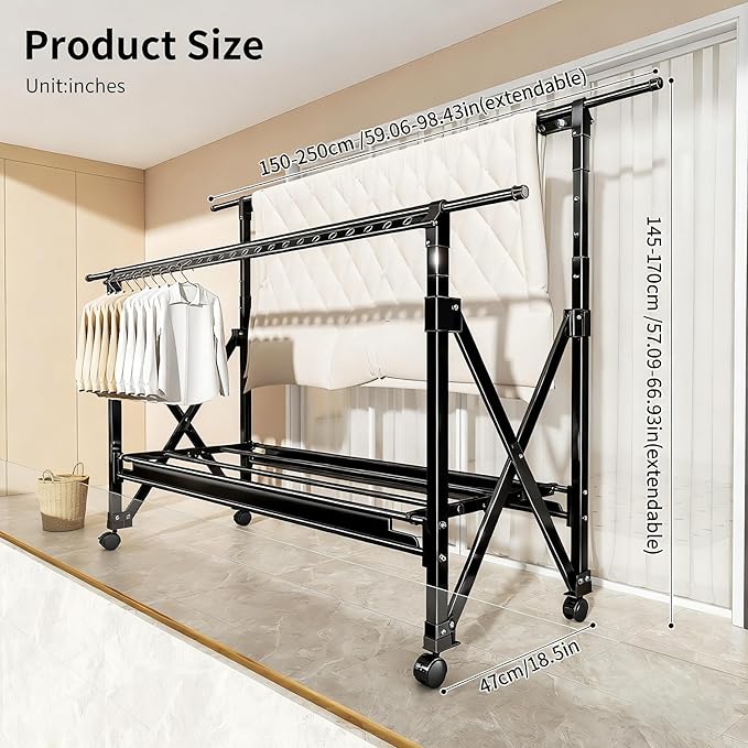Heavy Duty Rolling Clothing Rack - Image 7