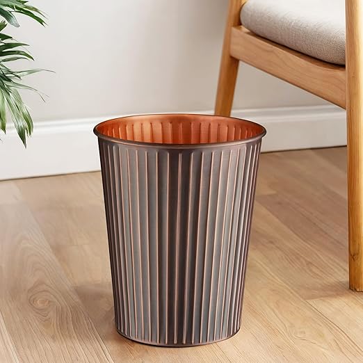 Monarch Abode Antique Copper Handcrafted Ridge Embossed Metal Wastebasket - Image 3