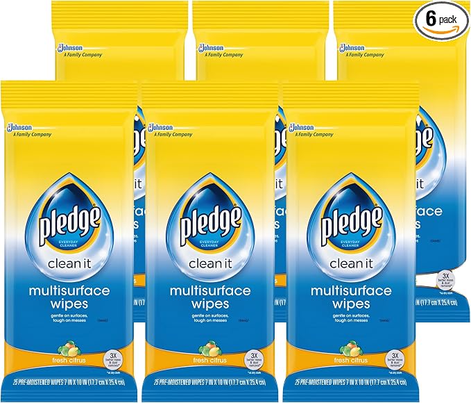 Pledge Multi-Surface Furniture Polish Wipes, Works on Wood, and Leather by Pledge