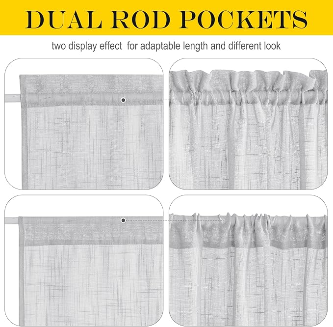 NICETOWN Side Door Curtains for Small Window, Rod Pocket French Window Curtains - Image 2