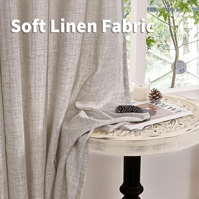 YoungsTex Natural Linen Semi Sheer Curtains 72 Inch Length 2 Panels - Image 8