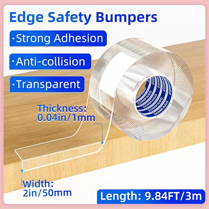 Clear Soft Corner Protectors for Furniture Strip, 2in x9.84FT, Sharp Edge & - Image 2