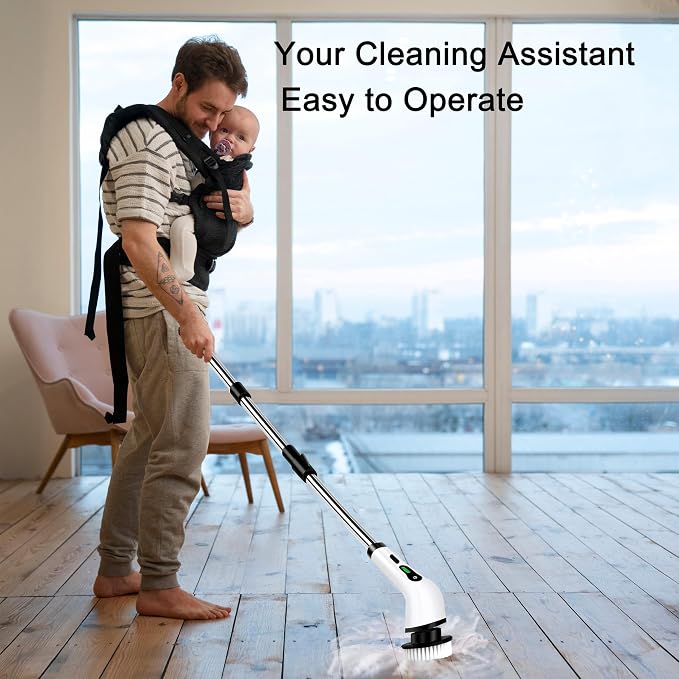Cordless Electric Spin Scrubber, Hands-Free Shower Cleaning Tool - Image 2