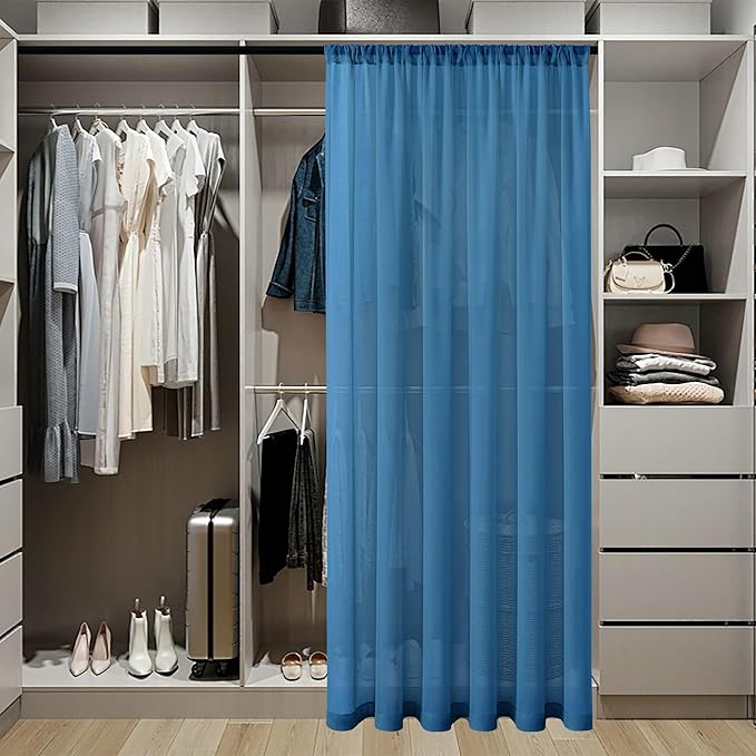 Tollpiz Sheer Door Curtain Closet Linen Textured Curtain Sheers Doorway Light - Image 3
