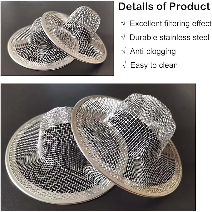 14PCS Drain Mesh Basket, 2.125'' & 2.75" Bathroom Mesh Sink Drain Strainer - Image 3