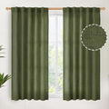 YoungsTex Olive Green Linen Curtains 45 Inch Length, Short Window Drapes Light by YoungsTex