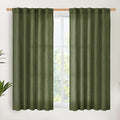 YoungsTex Olive Green Linen Curtains 48 Inch Length by YoungsTex