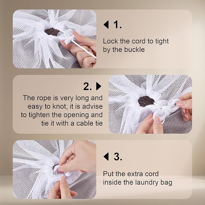10-Pack Mesh Laundry Bags, 24 × 36 Inch Heavy-Duty Drawstring Mesh Bag Set – - Image 5