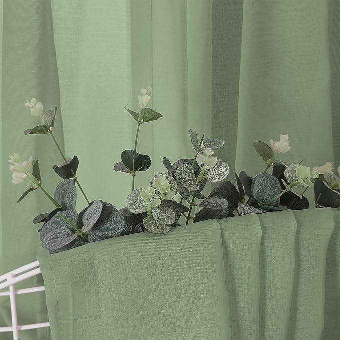 Tollpiz Short Sheer Curtains Living Room Linen Textured Curtain Sheers Light - Image 6