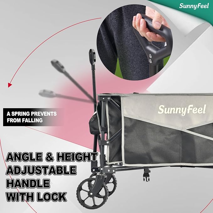 SunnyFeel Heavy Duty Collapsible Outdoor Utility Wagon Cart 400LB Capacity - Image 4