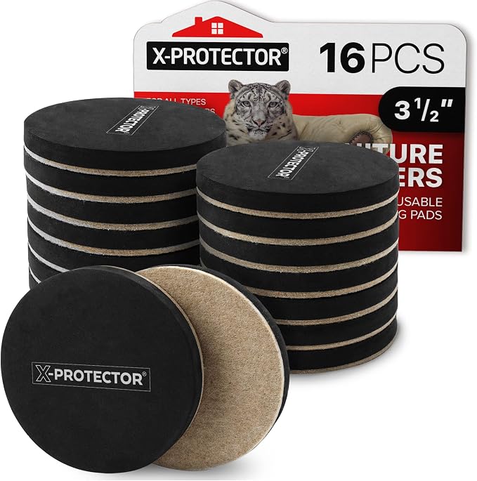 Felt Furniture Sliders Hardwood Floors X-PROTECTOR – 16 PCS 3 1/2" Furniture by X-Protector