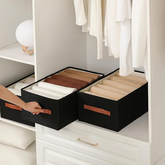 linen closet organizers and storage, 3 Pack Large Storage Baskets, Clothing - Image 4