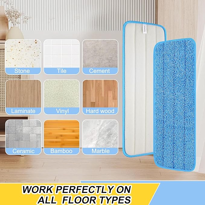 16.5 inch Reusable Mop Pads Microfiber Spray Mop Replacement Heads - Image 4