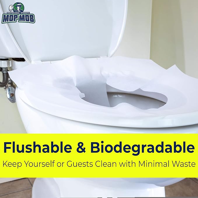 Biodegradable Half-Fold Toilet Seat Covers 500 Pk. Self-Flushing, Disposable - Image 4