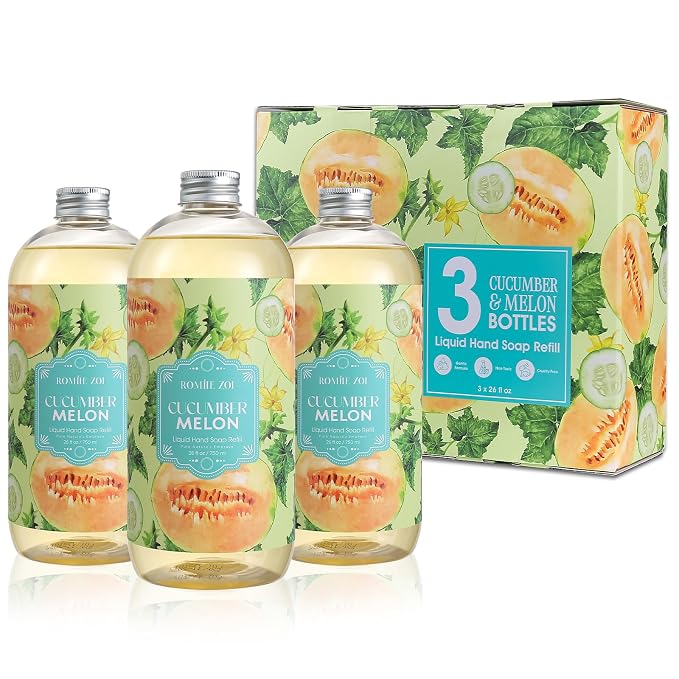 ROMIIE ZOI Liquid Hand Soap Refills Gift Set – Cucumber & Melon Scent – 3 x 26 by ROMIIEZOI