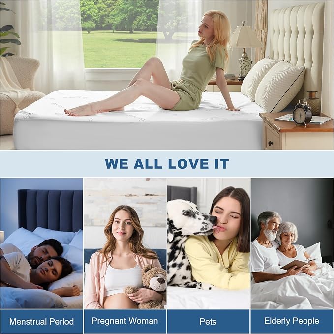 Waterproof King Size Mattress Protector, Mattress Pad Fitted 6"-18" Deep Pocket - Image 7