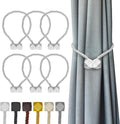 Hion Magnetic Curtain Tiebacks White 6 Pack, Curtain Tiebacks Buckles Holdbacks by Hion