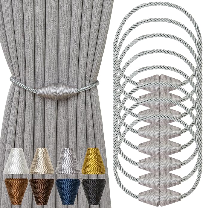 Magnetic Curtain Tiebacks 8 Pack Outdoor Rope Curtain Tie Backs Decorative by CurtainTiebacks