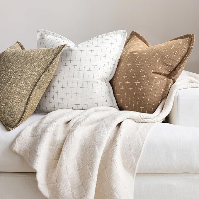 ZWJD Throw Pillow Pillow Covers 20x20 Set of 2 Soft Polyester Textured Pillow - Image 4