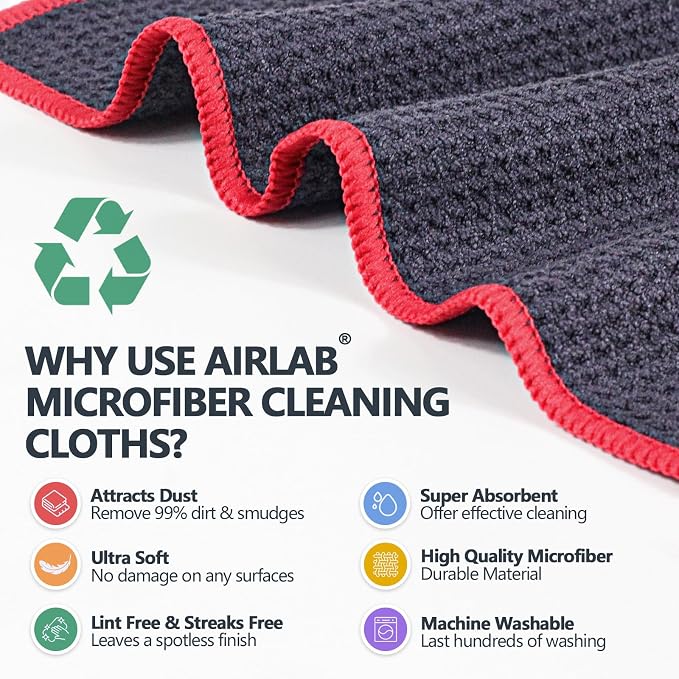 Airlab Microfiber Cleaning Cloth Waffle Weave Dust Rags - Image 2
