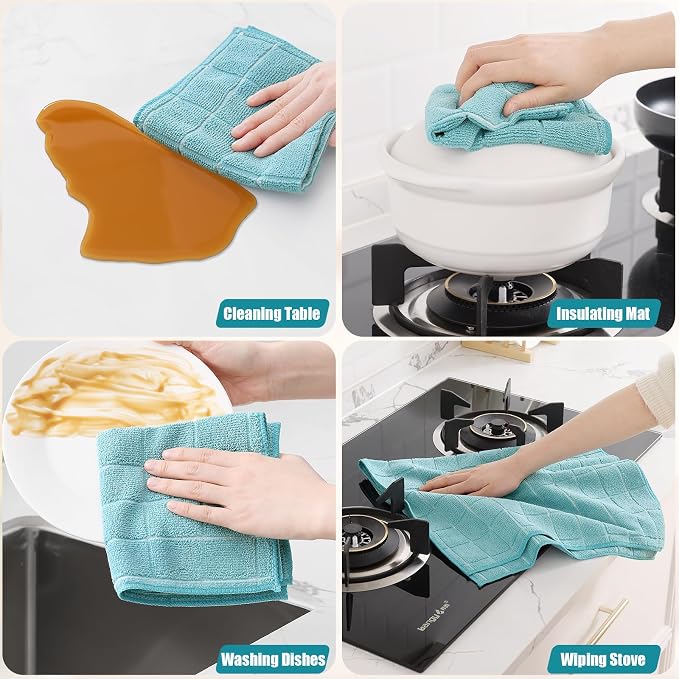 Homaxy Microfiber Kitchen Towels and Dishcloths Set, 12 Pack Soft and Absorbent - Image 5