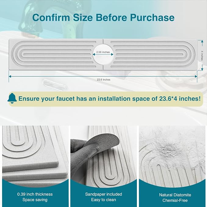 Faucet Mat for Kitchen Sink, Stone Drying Mat for Kitchen Counter, Stone Mat - Image 5