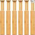 VaeFae 6-Pack Bamboo Drawer Dividers – Adjustable 14"-19.1", Spring-Loaded by VaeFaeDirect