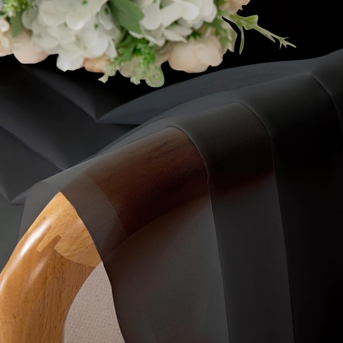 Chyhomenyc Black Sheer Curtains 30 inch Length 2 Panels, Light Filtering Voile - Image 5