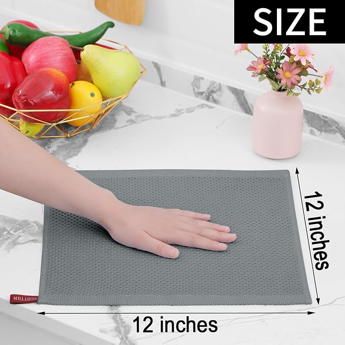 Homaxy 100% Cotton Waffle Weave Kitchen Dish Cloths, Ultra Soft Absorbent Quick - Image 5