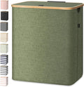 BALEINE Laundry Hamper with Lid, Tall Laundry Baskets with Bamboo Pull Handles by BALEINE