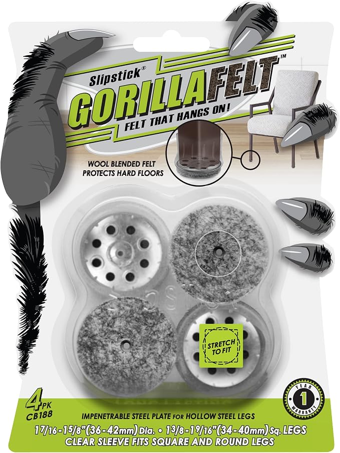 Slipstick GorillaFelt Chair Leg Floor Protectors by Slipstick