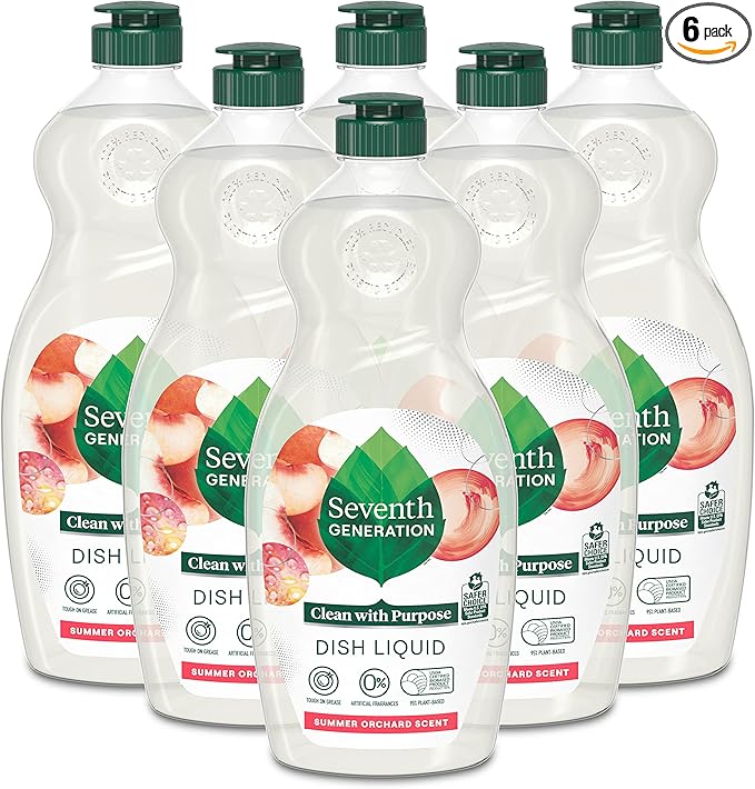 Seventh Generation Dish Soap Liquid Summer Orchard Scent Pack of 6 Dishwashing by SeventhGeneration