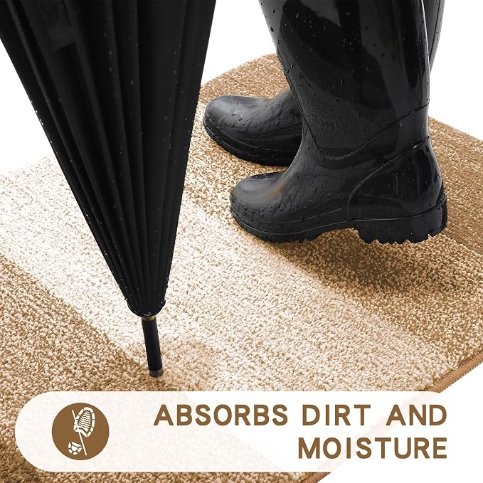 Kitinjoy Indoor Outdoor Door Mat, 36x24 Non-Slip Absorbent Dirt Trapper - Image 2