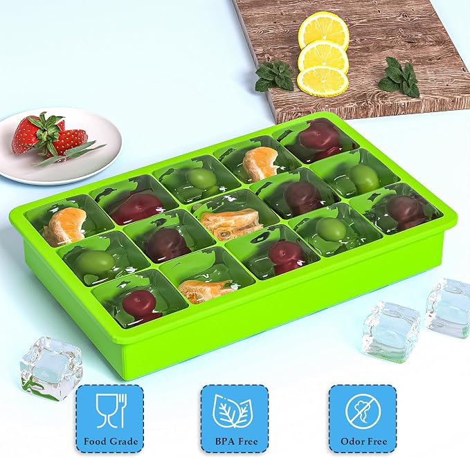Ice Cube Tray, 3 Pack Silicone Ice Tray Easy-Release Flexible 15 Ice Cube Molds - Image 3