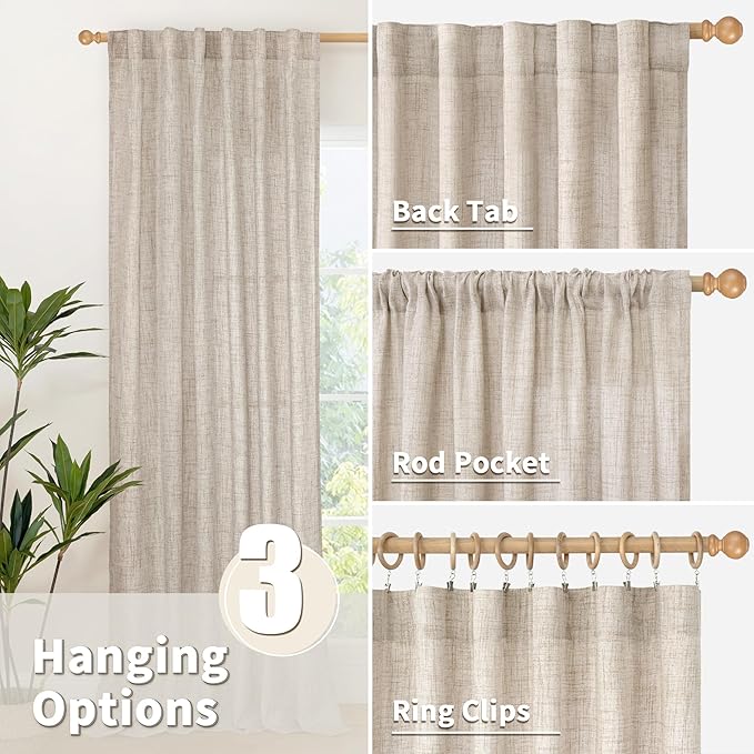 YoungsTex Natural Linen Curtains 45 Inch Length - Image 6