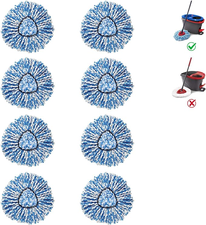 BonusLife 8-Pack Mop Head for O-Ceda RinseClean Spin Mop Refill 2-Tank System by BonusLifeInc