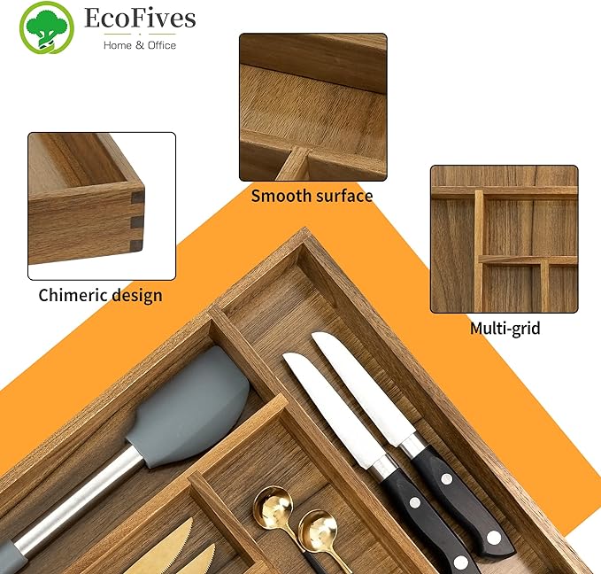 Luxury Acacia Kitchen Drawer Organizer - Image 3